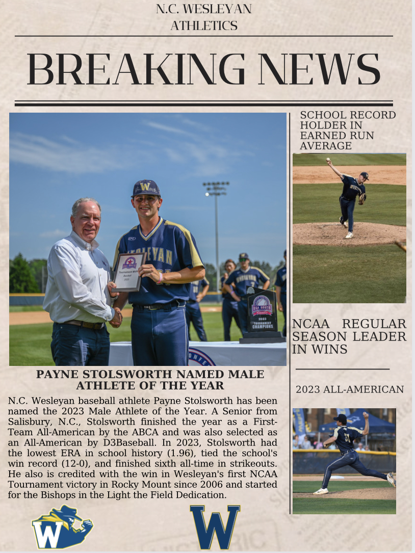 Athletic Department Names Payne Stolsworth Male Athlete of the Year