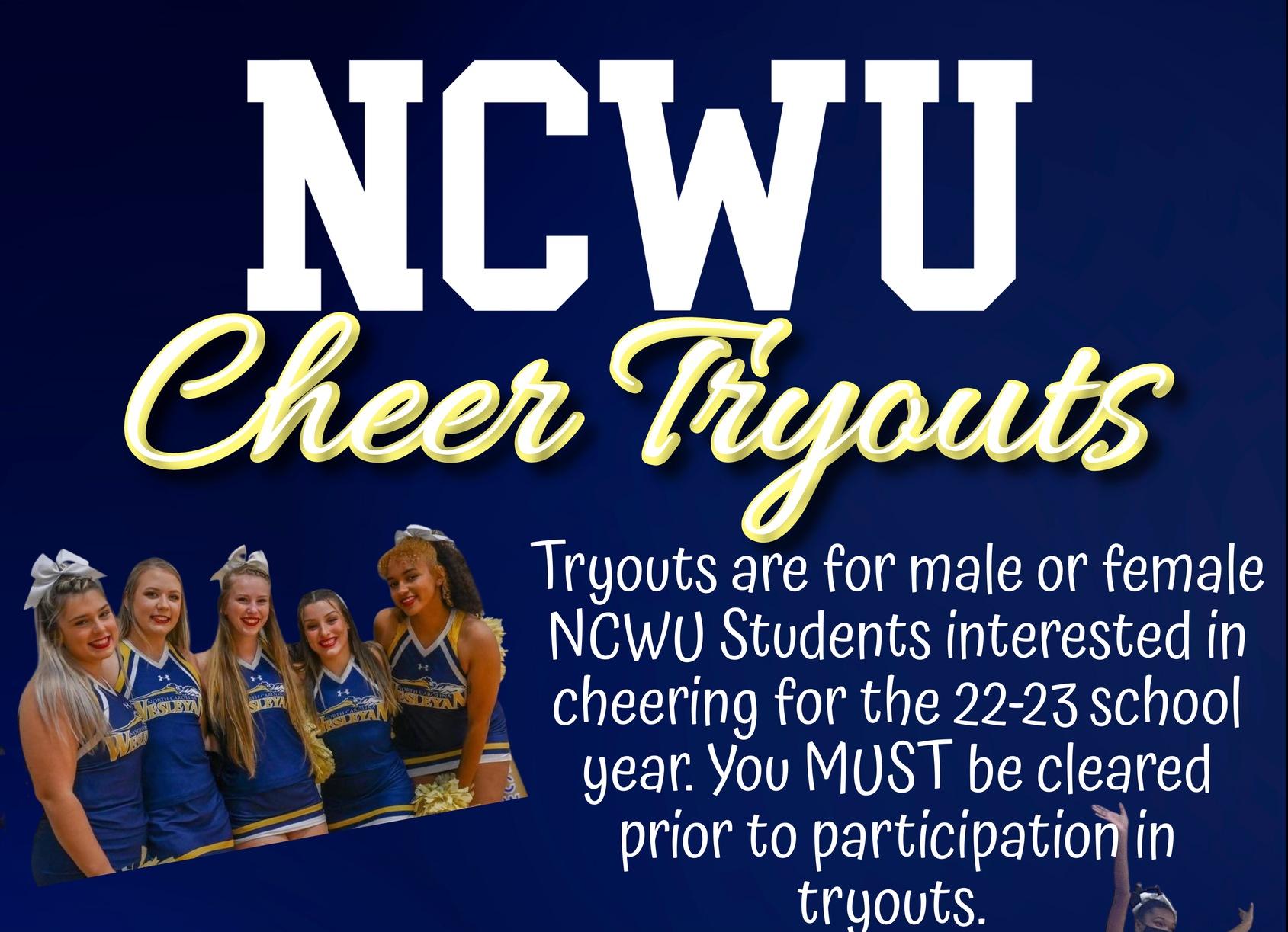 NCWU Cheer to Host Tryouts Sept. 18